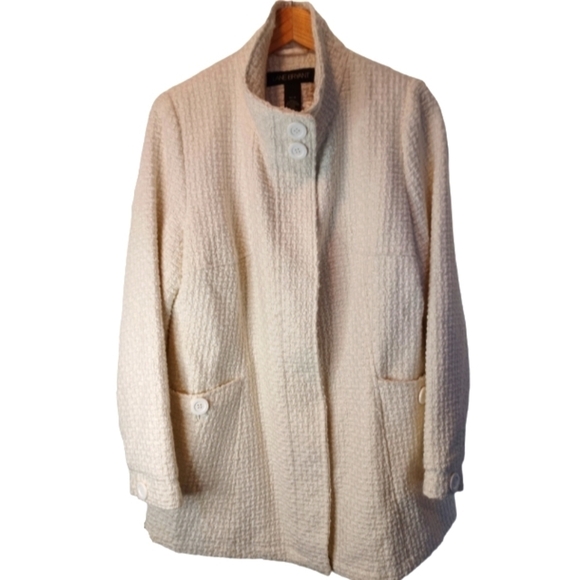 LANE Bryant Wool Blend High Collar Women's Jacket in Cream - Picture 3 of 11